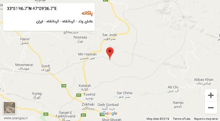 روستای پلکانه بر روی نقشه