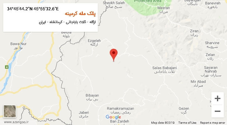 روستای پلک مله کرمینه بر روی نقشه