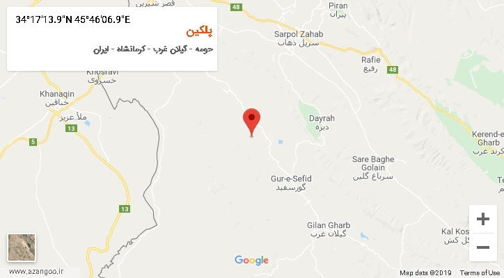 روستای پلکین بر روی نقشه