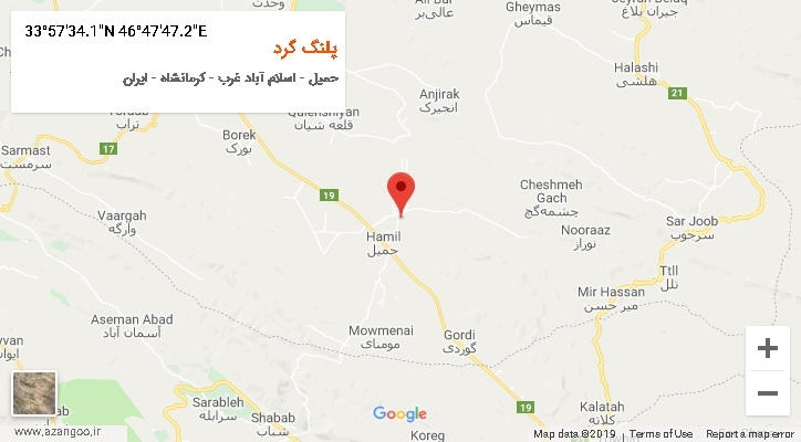 روستای پلنگ گرد بر روی نقشه