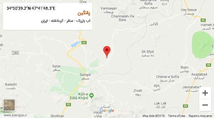 روستای پلنگین بر روی نقشه