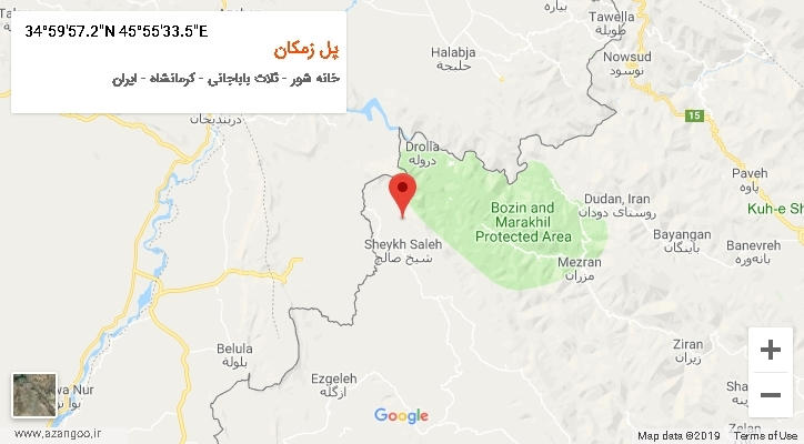 روستای پل زمکان بر روی نقشه