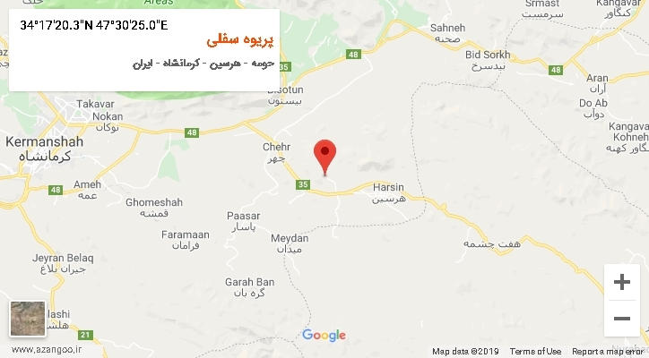 روستای پریوه سفلی بر روی نقشه