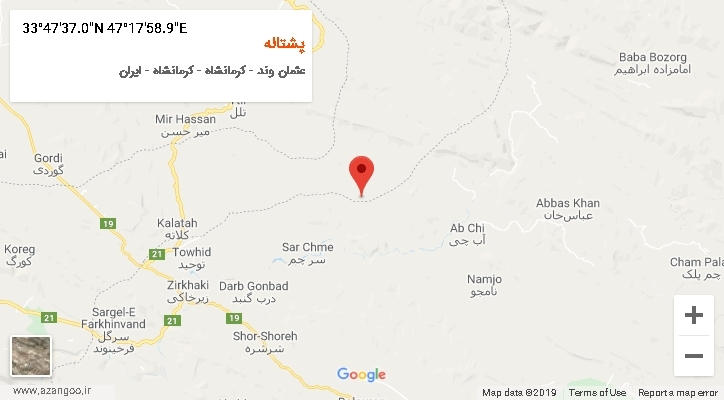 روستای پشتاله بر روی نقشه