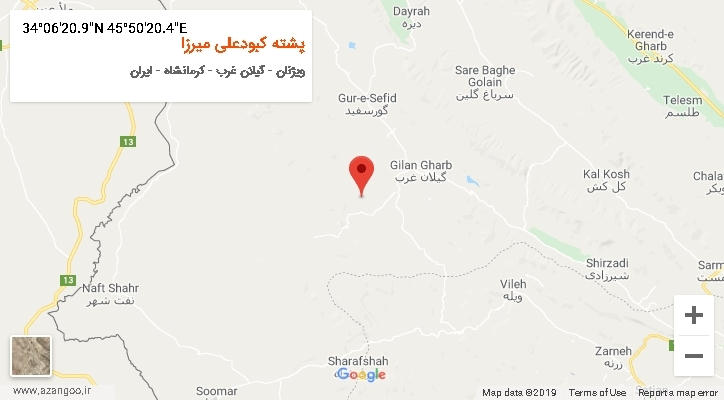 روستای پشته کبودعلی میرزا بر روی نقشه