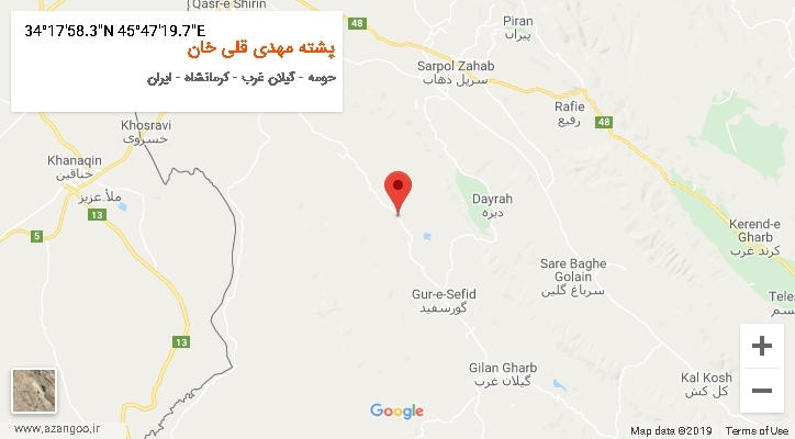 روستای پشته مهدی قلی خان بر روی نقشه