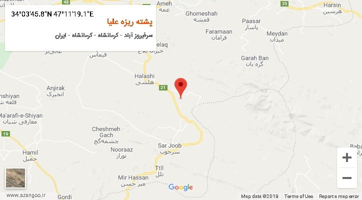 روستای پشته ریزه علیا بر روی نقشه