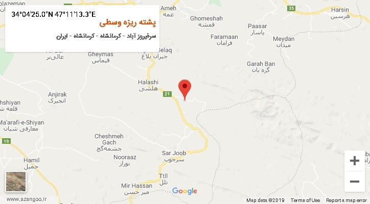 روستای پشته ریزه وسطی بر روی نقشه