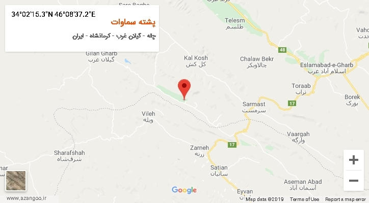 روستای پشته سماوات بر روی نقشه
