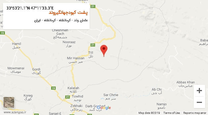 روستای پشت کبودجهانگیروند بر روی نقشه