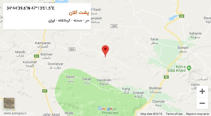 روستای پشت کلان بر روی نقشه