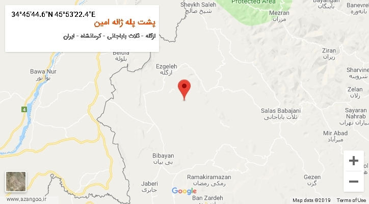 روستای پشت پله ژاله امین بر روی نقشه