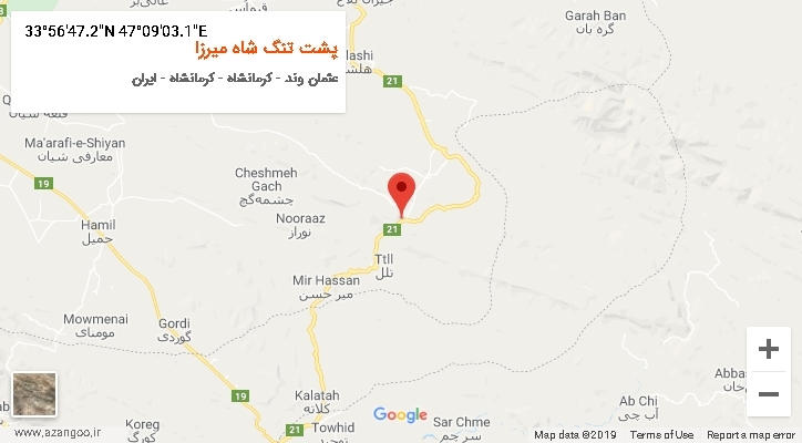 روستای پشت تنگ شاه میرزا بر روی نقشه