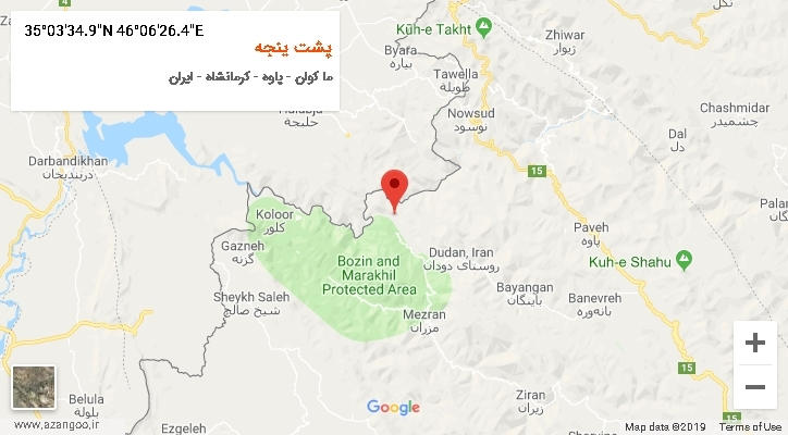 روستای پشت ینجه بر روی نقشه