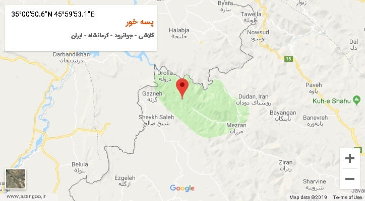 روستای پسه خور بر روی نقشه