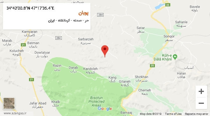 روستای پویان بر روی نقشه