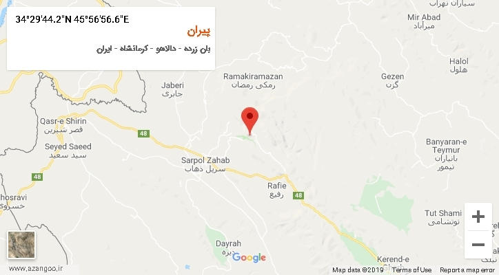 روستای پیران بر روی نقشه