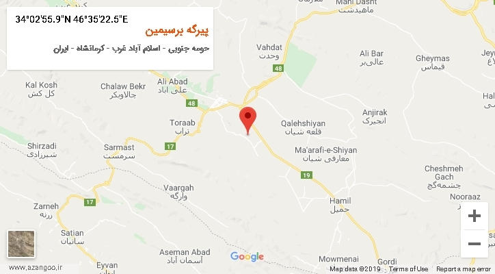 روستای پیرگه برسیمین بر روی نقشه