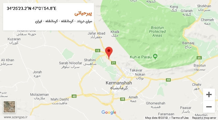 روستای پیرحیاتی بر روی نقشه