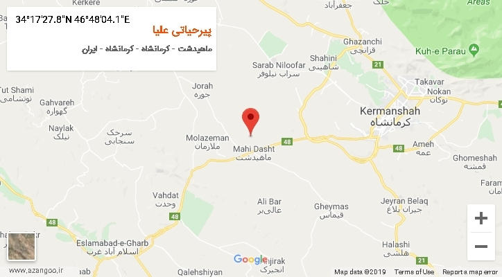 روستای پیرحیاتی علیا بر روی نقشه