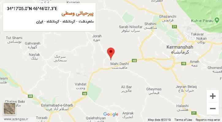 روستای پیرحیاتی وسطی بر روی نقشه