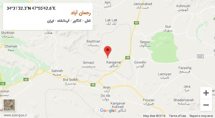 روستای رحمان آباد بر روی نقشه