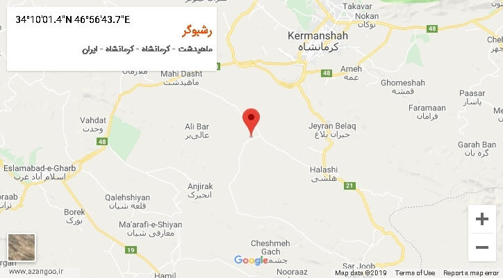 روستای رشبوگر بر روی نقشه