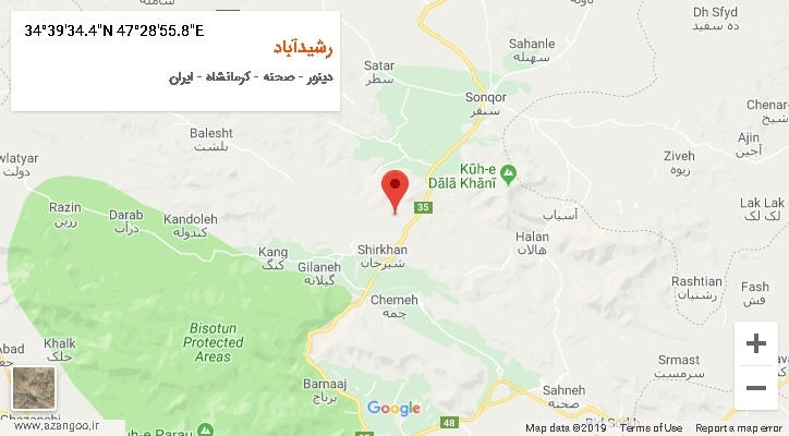 روستای رشیدآباد بر روی نقشه