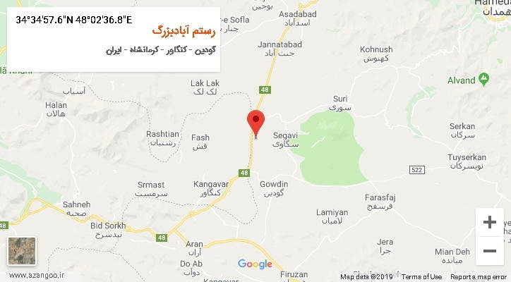 روستای رستم آبادبزرگ بر روی نقشه