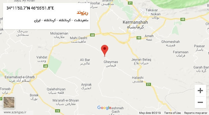 روستای ریزوند بر روی نقشه