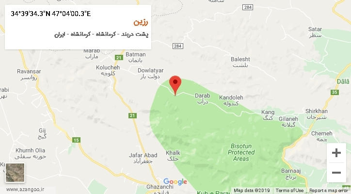 روستای رزین بر روی نقشه