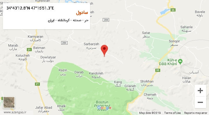 روستای سادول بر روی نقشه