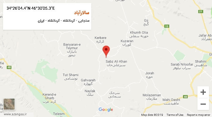 روستای سالارآباد بر روی نقشه