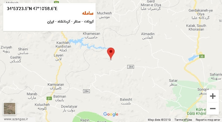 روستای سامله بر روی نقشه
