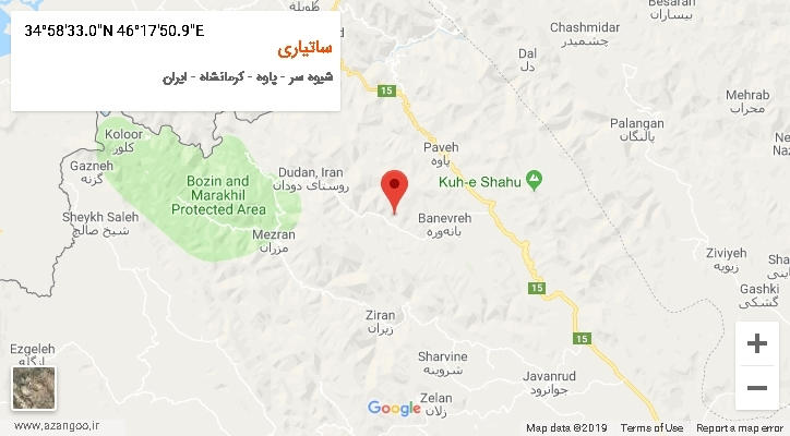 روستای ساتیاری بر روی نقشه