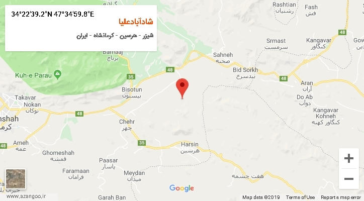 روستای شادآبادعلیا بر روی نقشه