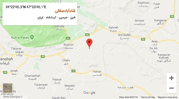 روستای شادآبادسفلی بر روی نقشه