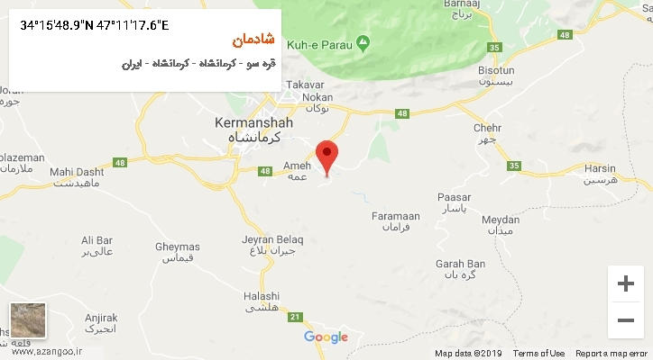روستای شادمان بر روی نقشه