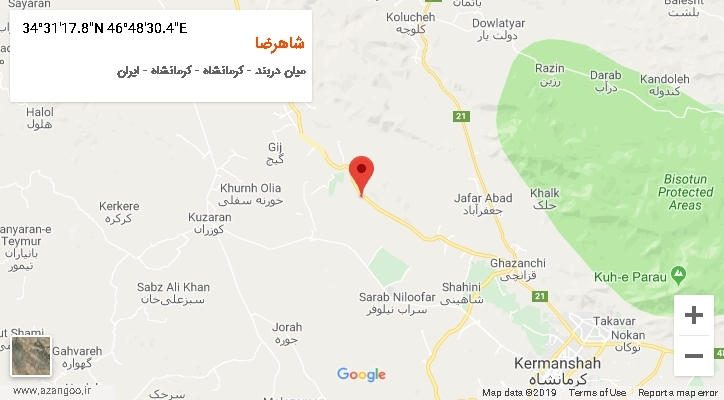 روستای شاهرضا بر روی نقشه