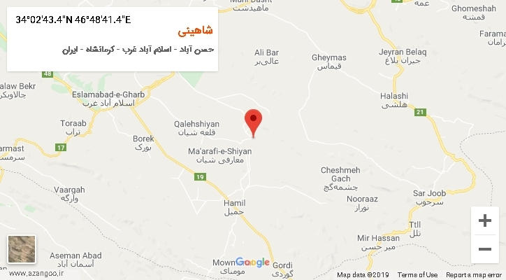 روستای شاهینی بر روی نقشه