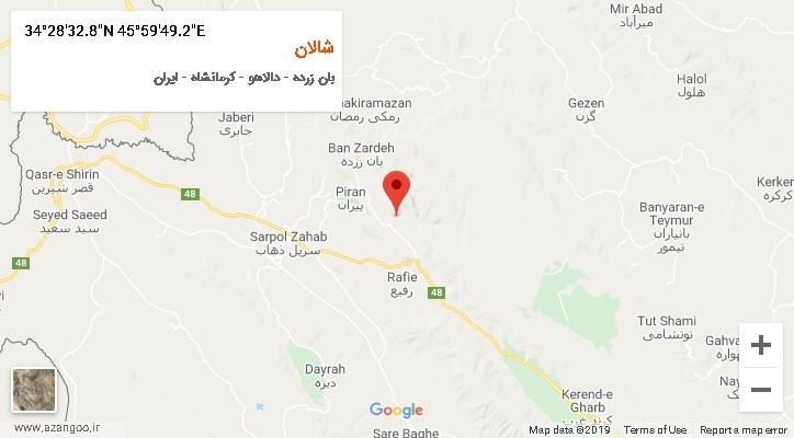 روستای شالان بر روی نقشه