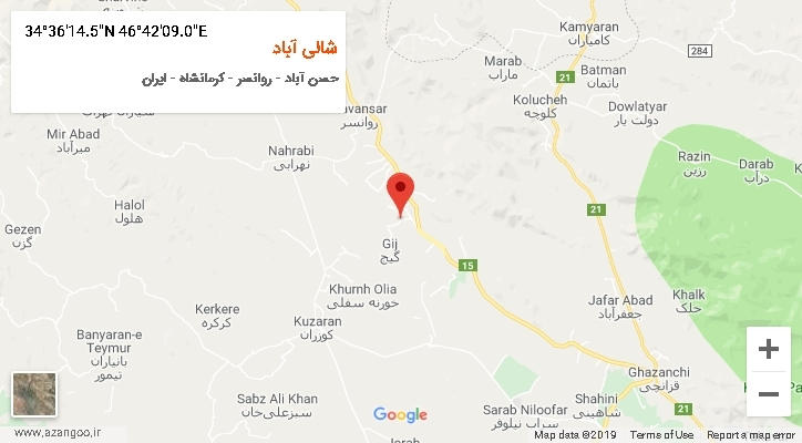 روستای شالی آباد بر روی نقشه