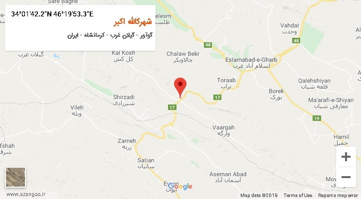 روستای شهرکالله اکبر بر روی نقشه