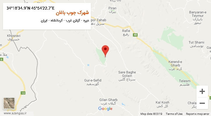 روستای شهرک جوب باغان بر روی نقشه