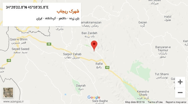 روستای شهرک ریجاب بر روی نقشه