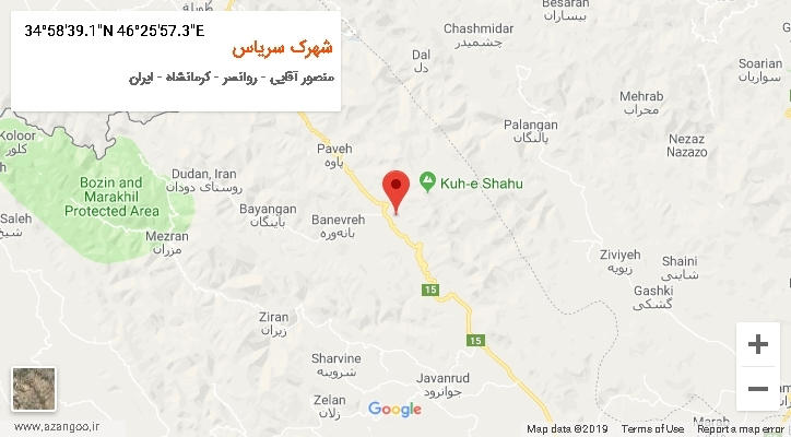 روستای شهرک سریاس بر روی نقشه