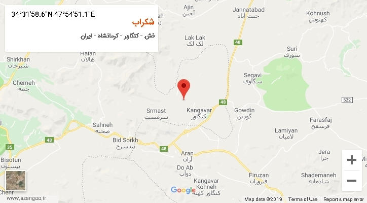 روستای شکراب بر روی نقشه