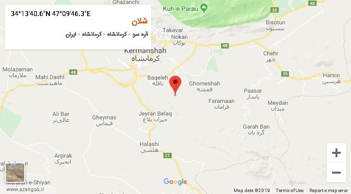 روستای شلان بر روی نقشه