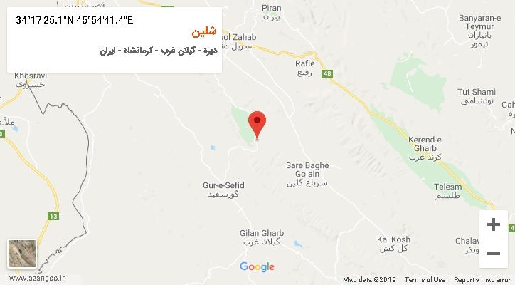 روستای شلین بر روی نقشه