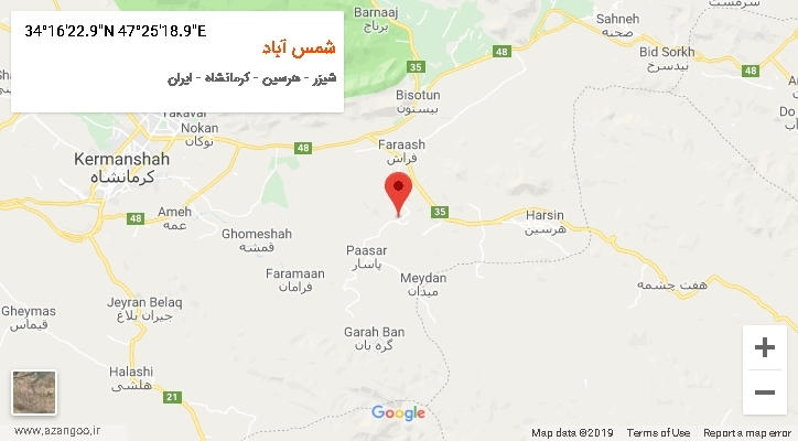 روستای شمس آباد بر روی نقشه